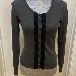 The Limited Charcoal Cardigan with Black Trim